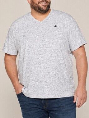 Aeropostale Men V-Neck T-Shirt Heathered Gray Size 3XL Casual Basic Everyday